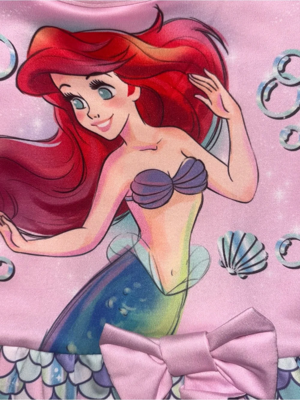 Girls Disney Princess Pink Little Mermaid Ariel One-Piece Swim Suit with UPF 50+